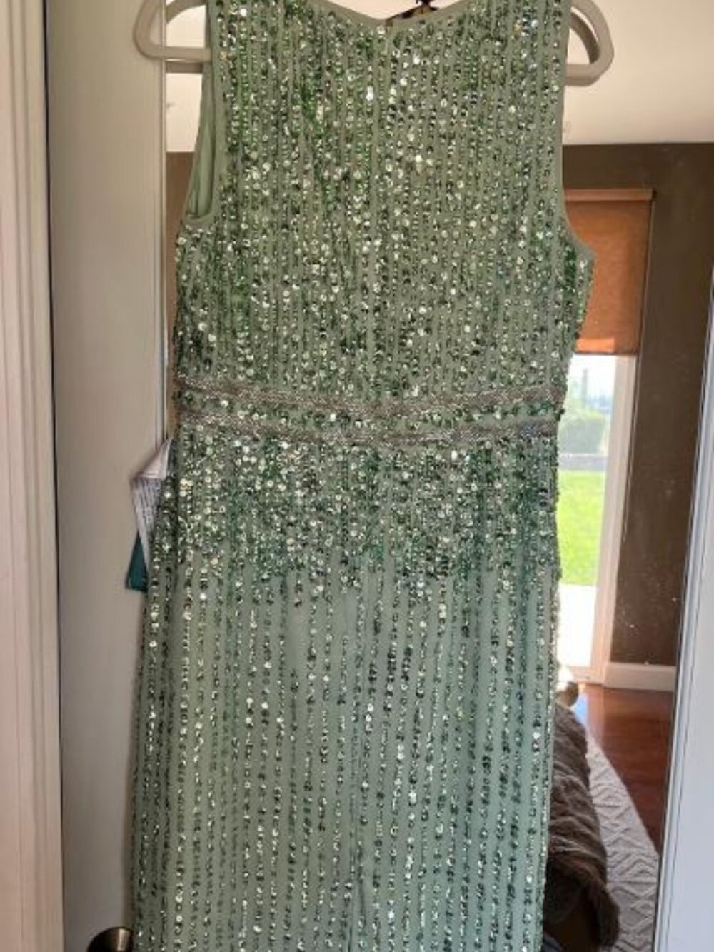 Mac Duggal 70267 Sequined Sleeveless V-Neck Midi Sheath Dress Size 10 - Picture 7 of 14